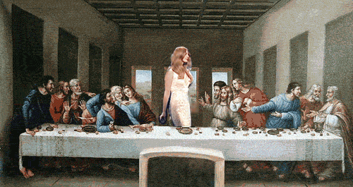 Lana Del Rey danse sur le tableau de La Cène Lana Del Rey danse sur le tableau de La Cène