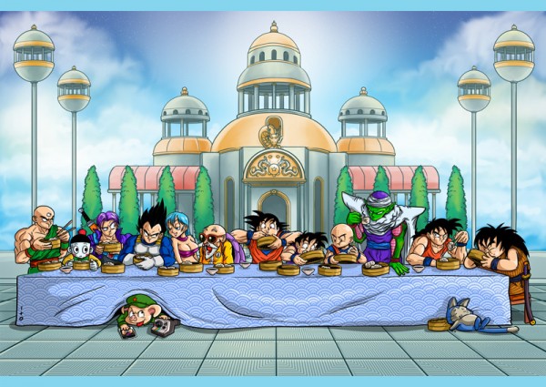 Le tableau de La Cène, revisité avec les personnages de Dragon Ball